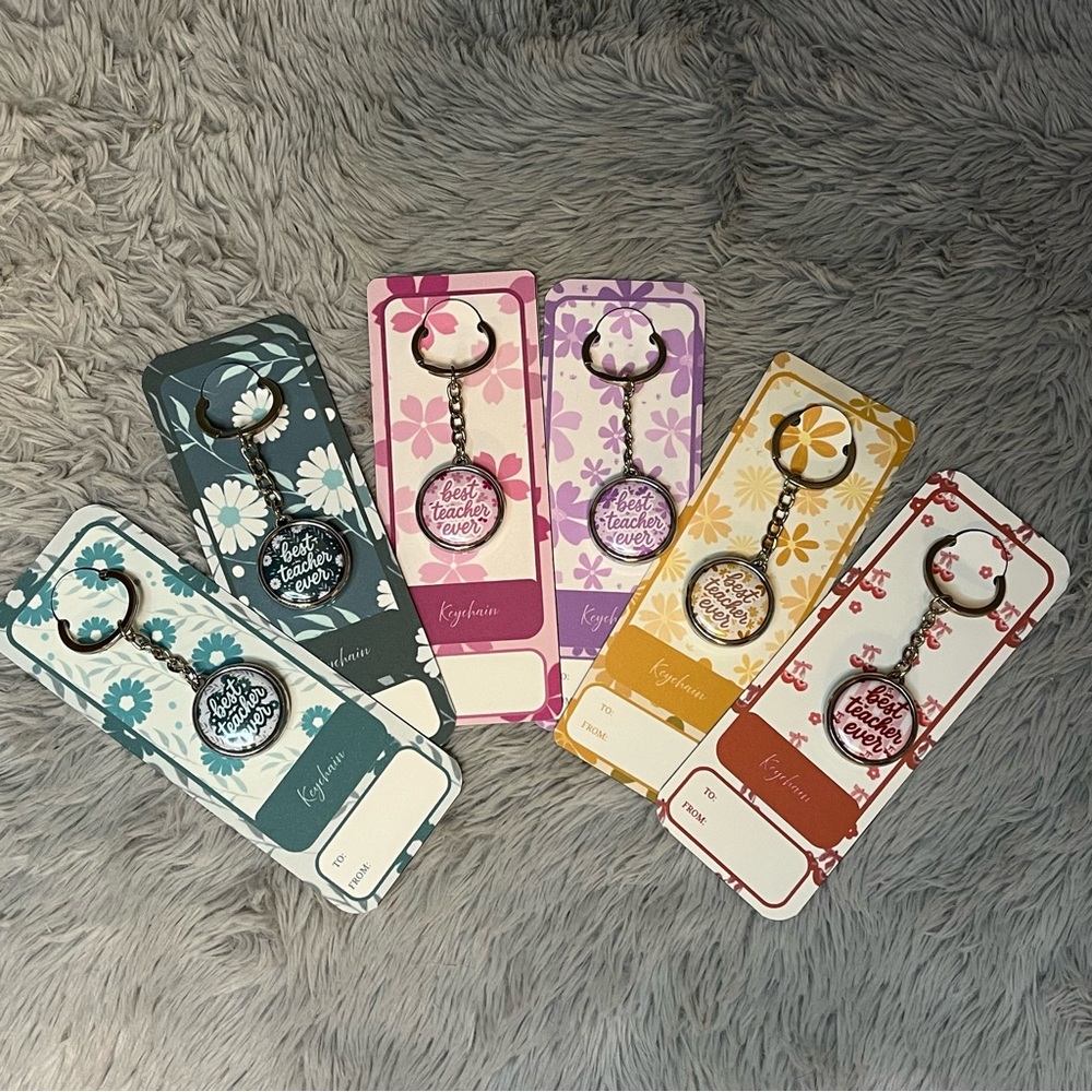 “Best Teacher” Teacher Appreciation double sided Keychain
